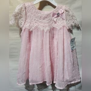 Nannette Baby 24 Mo. Pink Lace Kids Casual Dress